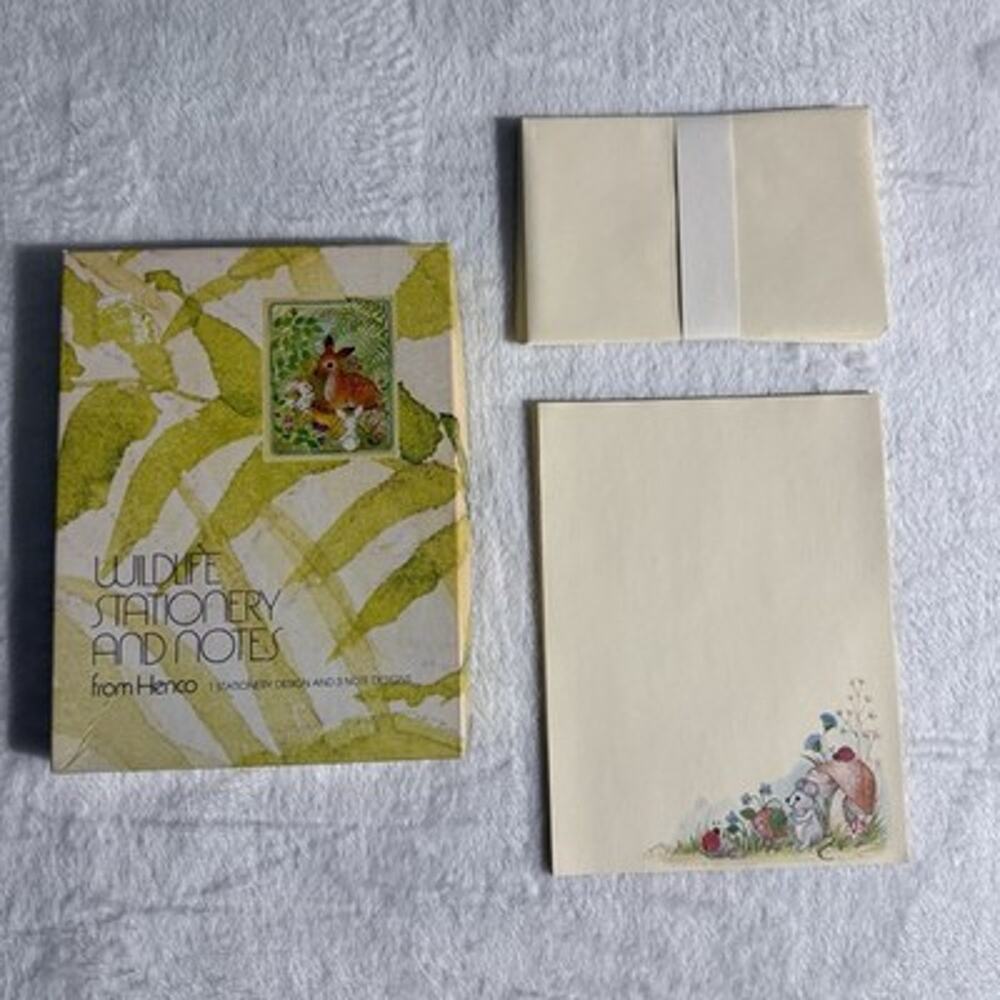 Vtg 70’s HENCO Wildlife Stationary Paper Envelope Notes Cute Mouse Mushroom
